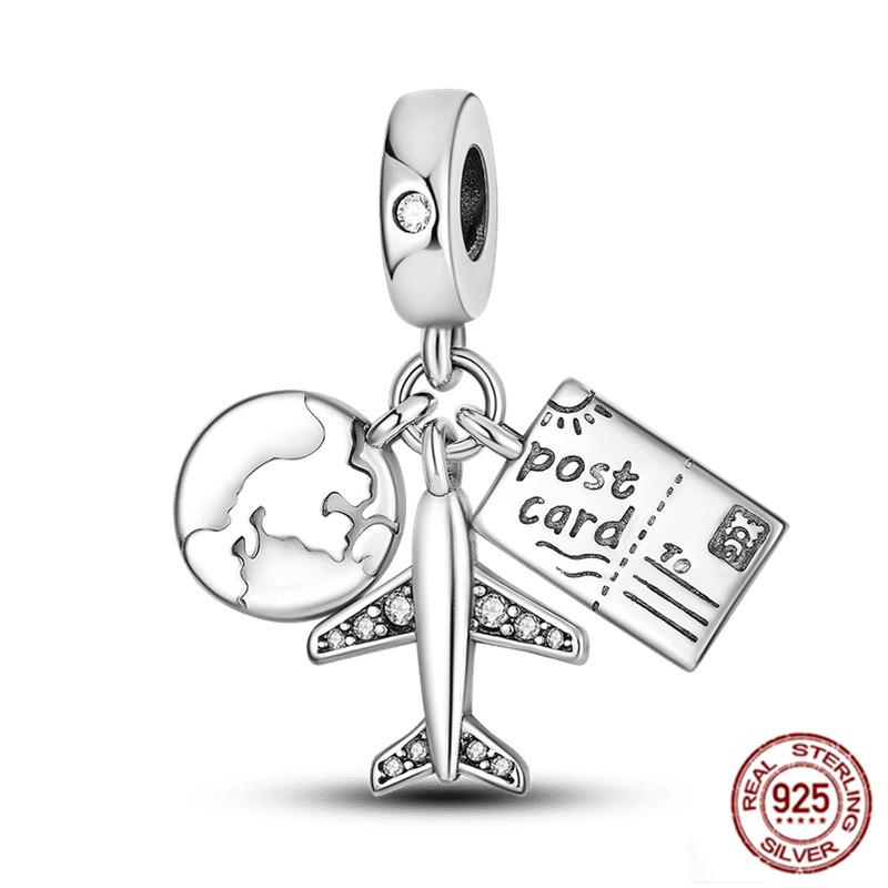 925 Стерлинговое Серебро Красочный Ловец Снов Светящийся Светлячок Подарок Самолет Земля Шармы Подходят Оригинальный Подвеска DIY Изготовление Ювелирных Изделий