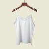 Silky Satin Lace Patchwork Camisole Summer Sexy Inner Wear Pure Color Mint Green V Neck Vest