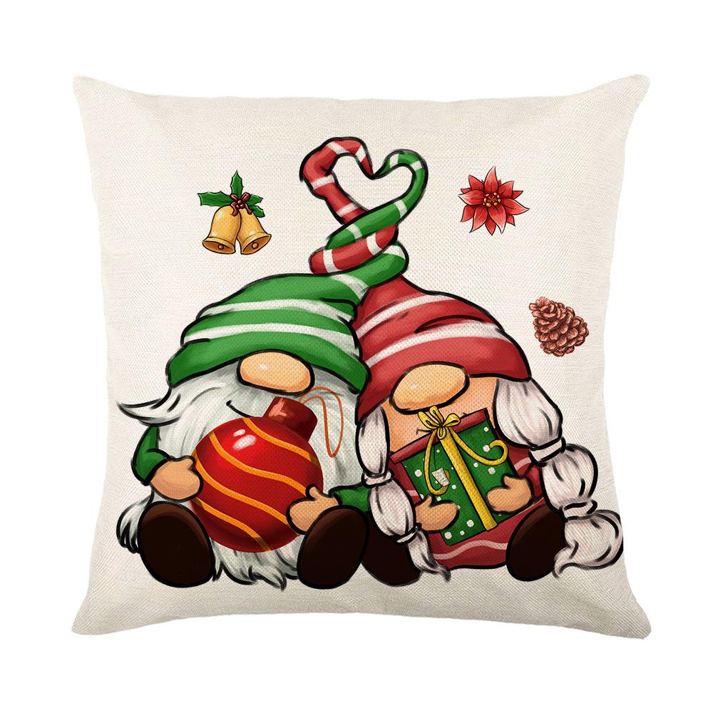 New Christmas Pillow Cover with Red and Green Letters Printed Hand-painted Christmas Pattern Sofa Polyester Pillow Cover