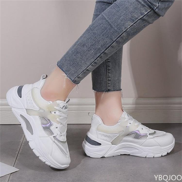 Мода 2024 Новые модные кроссовки Плоские туфли Женская спортивная обувь Женские кроссовки на толстой подошве для бега с дышащей сеткой Легкие кроссовки