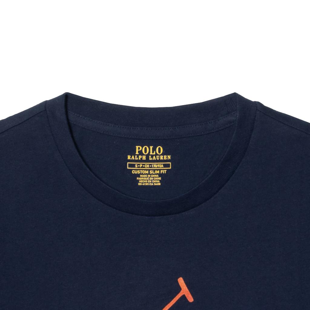 Polo Ralph Lauren SS23 Polo Print Повседневная футболка с круглым вырезом и коротким рукавом Мужская футболка Темно-синяя 710858959-002