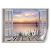 Wallpaper Window View Sunset Jetty Landscape
