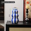 Modern niche simple striped vase flower arrangement high-end creative retro painted ceramic vase