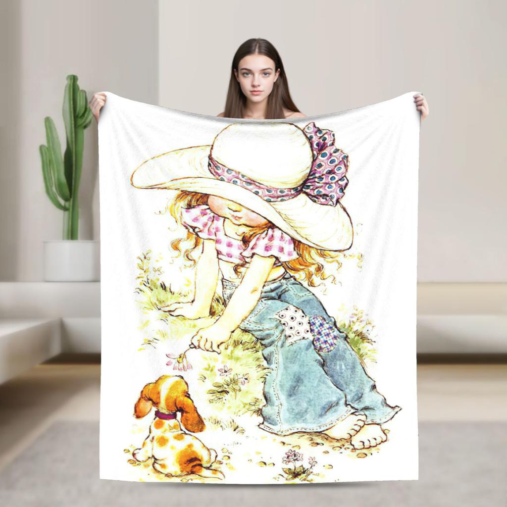 Милое флисовое одеяло Sarahs Kays Girl, Мультяшное одеяло для дома, автомобиля, Легкий тонкий коврик для кровати,