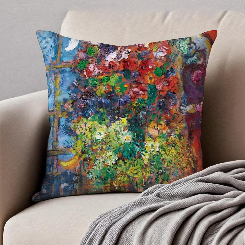 Сказочная и красочная Наволочка для подушки Marc Chagall Пыленепроницаемая Невидимая молния Короткий плюш Подушка для дивана
