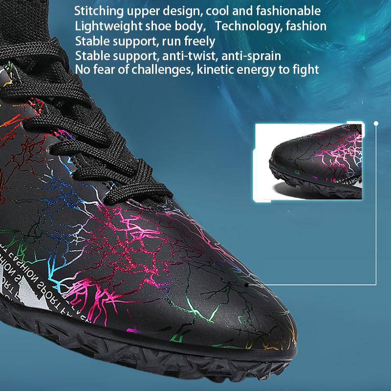Plus Size Football Boots Man's High Ankle Outdoor Lawn Sneakers Cleats Long Spikes Teenager Soccer Shoes for Kids