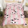 Cartoon Milk Cow Duvet Cover Full King Lovely Farm Animal Bedding Set Strawberry Flowers Print Comforter Cover Farmhouse Decor
