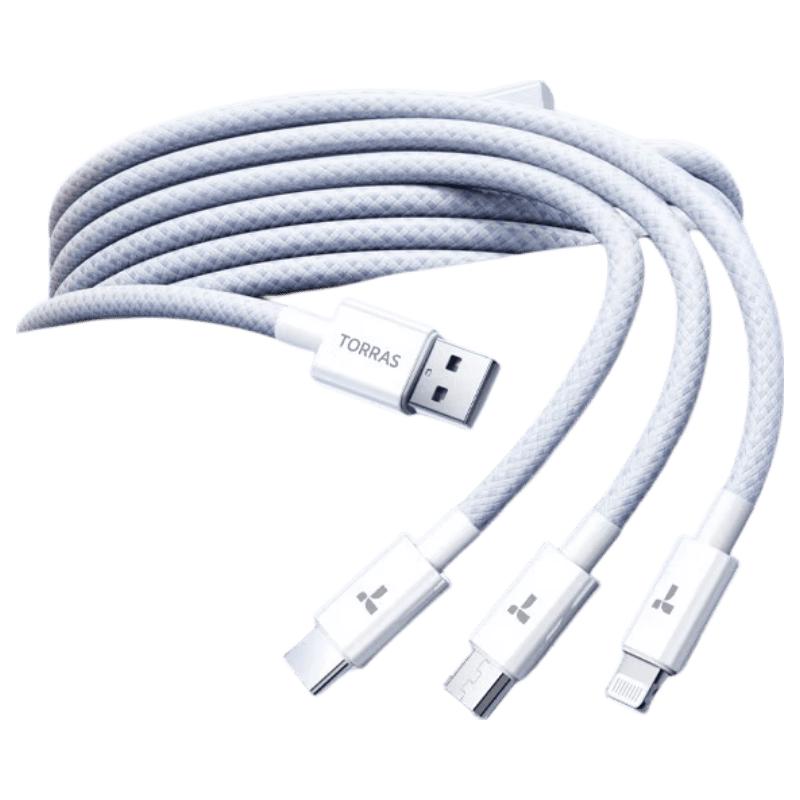 TuRaoS 3-in-1 Braided Fast Charging Cable