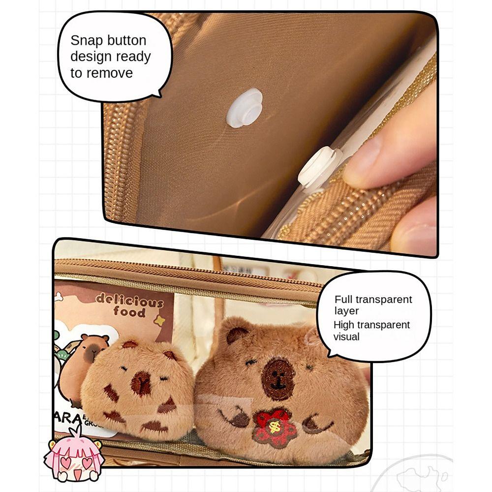 Detachable Pencil Case Capybara Stationery Storage Pouch Pen Bag for Office School Supplies