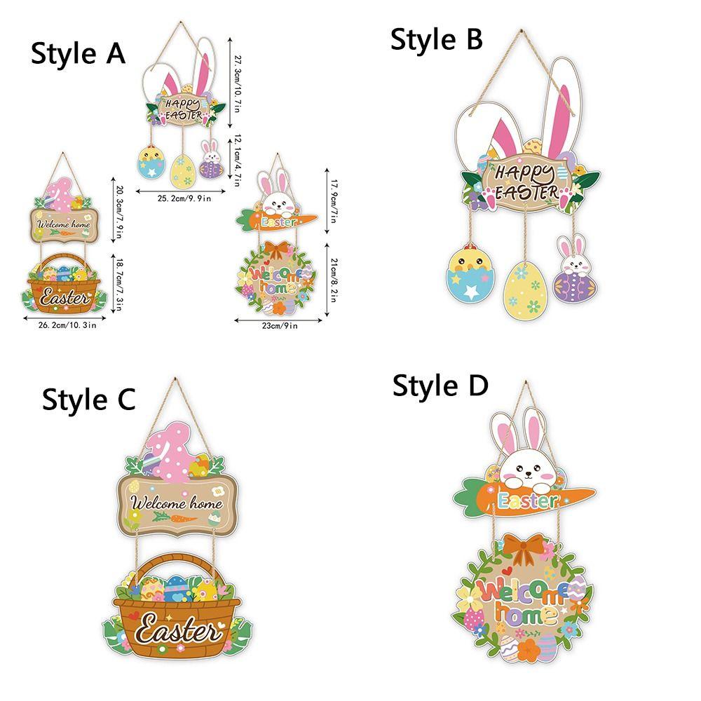 Cartoon Easter Welcome Sign Paper Bunny Egg Decor Easter Hanging Ornament Party Decoration