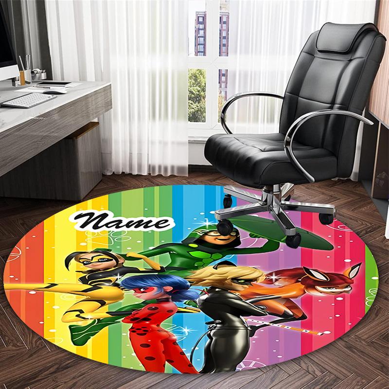 Customizable L-Ladybug1 Round Non-Slip Carpet - Ideal for Garden, Picnic, Office, Perfect for Decoration, Suitable For All Seasons