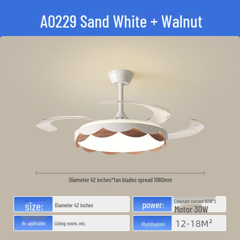 Современный потолочный вентилятор из орехового дерева с интеллектуальным преобразованием частоты для гостиной и столовой