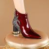 Luxury Women's Red Short Boots Autumn Winter Fashion Trend High Heels Party Wedding Casual Shoes Travel Dancing
