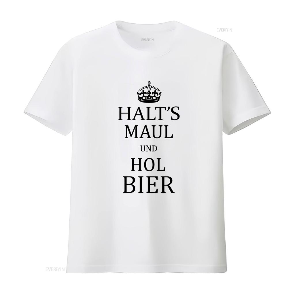 Смешная женская немецкая футболка с лозунгом Halts Maul Und Hol Bier Дизайн Черный S M L винтаж стирка модная дизайнерская одежда