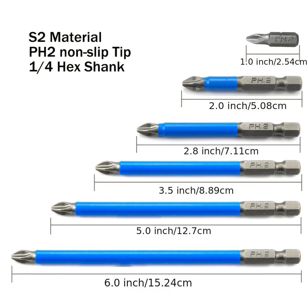 Набор из 7 магнитных противоскользящих насадок для отвертки и дрели - PH2 Phillips 25 мм-150 мм для ручных инструментов