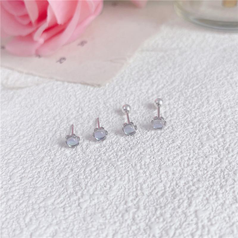 Серьги с лунным камнем в корейском стиле: Серебро 925 пробы, винтовая задняя крышка, дизайн класса люкс