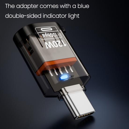 Адаптер Type-C Male to USB A Female 120 Вт USB 3.2 Gen2 адаптер Двусторонний 10 Гбит/с передача данных Прозрачный корпус адаптер