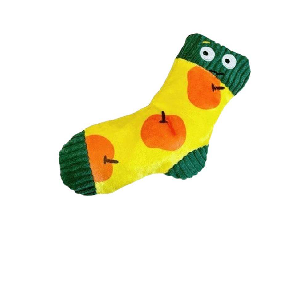 Bite-Resistant Dog Food Leakage Socks Cartoon Squeaker Dog Sound Making Socks Colorful Dog Treat Dispenser Teeth Cleaning