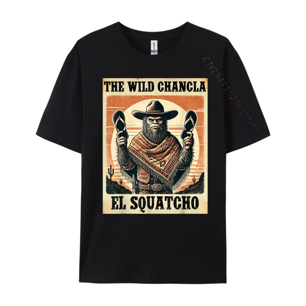 Funny Mexican Bigfoot El Squatcho The Wild Chancla Men's T-Shirts High Quality Vintage