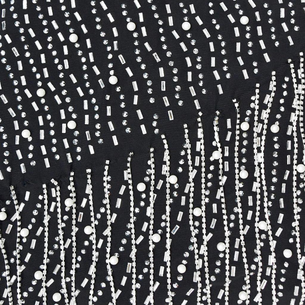 Европейская и американская мода Женское платье с длинным рукавом из сетки с бисерной короткой юбкой