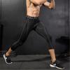 Men Cropped Trousers Running Leggings Fitness Cycling Training Joggers Home Gym Compression Tights 3/4 Short Pants