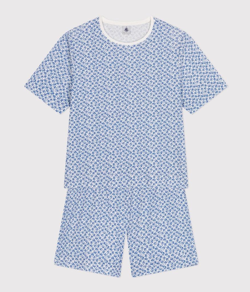 Printed Short Sleeve Pajamas A09TM S [Petit Bateau] Off-white/Blue