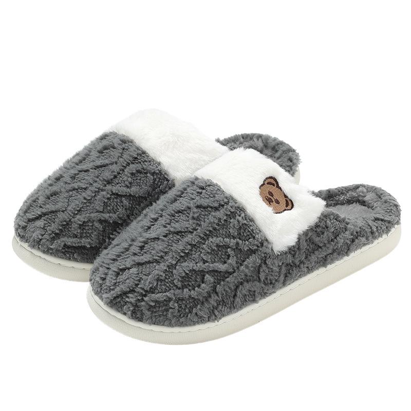 Домашние хлопковые тапочки зимние комнатные бытовые плюшевые теплые мультяшные медведи спальня зимние хлопковые швабры зимние