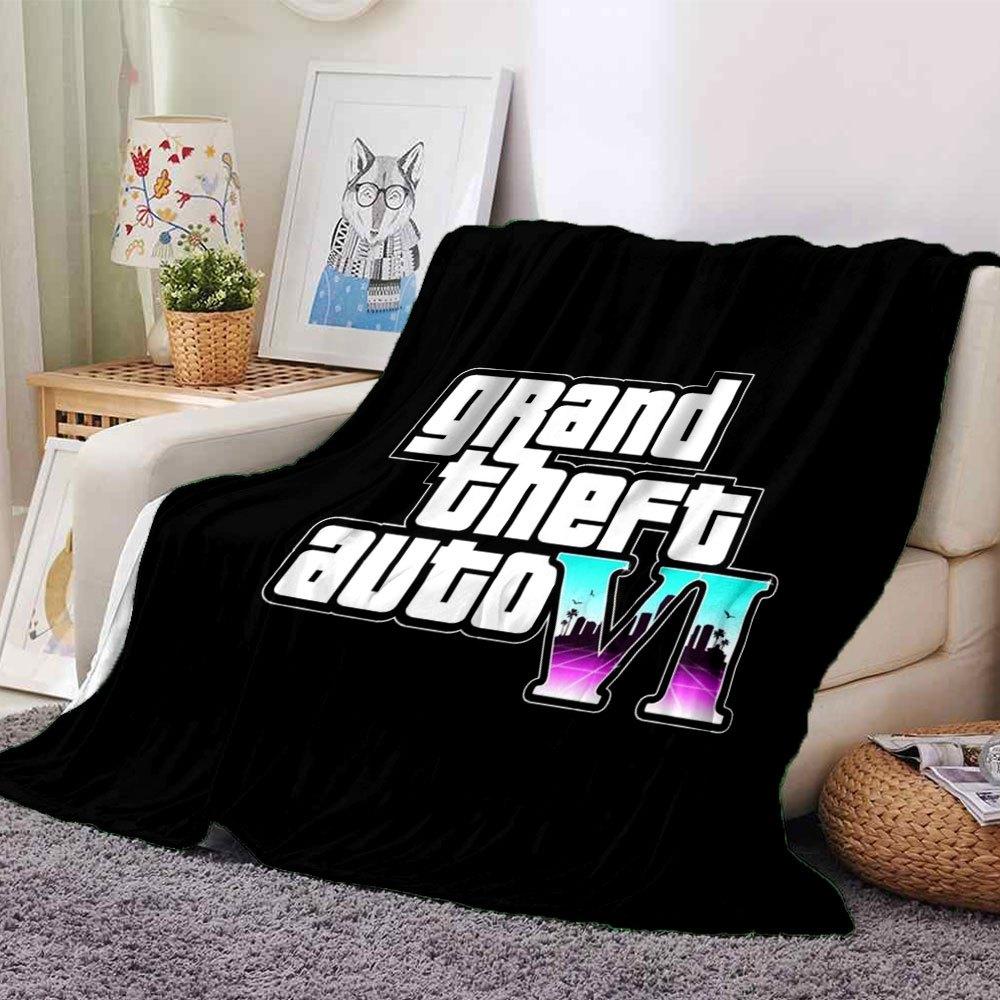 1 шт. Мягкое фланелевое одеяло Grand Theft Auto с дизайнерским принтом. Уютное одеяло для всех сезонов, идеально подходит для дивана, кровати, офиса