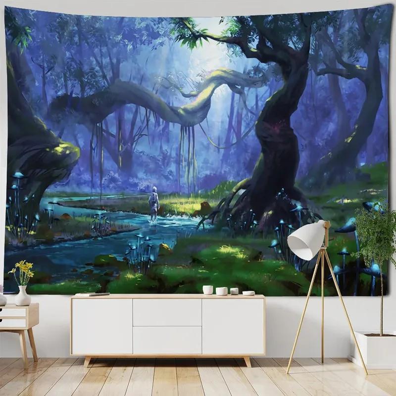 Волшебный лесной замок узор гобелен украшение для дома гобелен спальня гостиная гобелен
