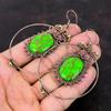 Медные зеленые бирюзовые серьги Медная проволока, обернутая ювелирными изделиями, драгоценный камень, серьги ручной работы, ювелирные изделия с камнем, подарок на годовщину, серьги из медной проволоки