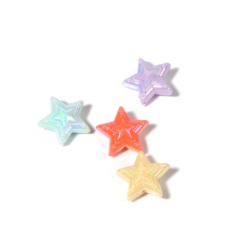 AB-Plated Acrylic Star and Bow Beads for DIY Necklaces and Hairpins