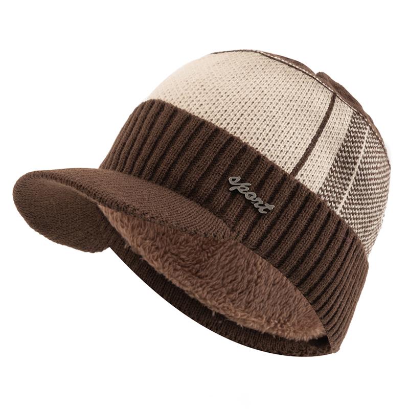 Fur-Lined Warm Winter Stylish Beanie Hat with Wool Brim for Men and Women