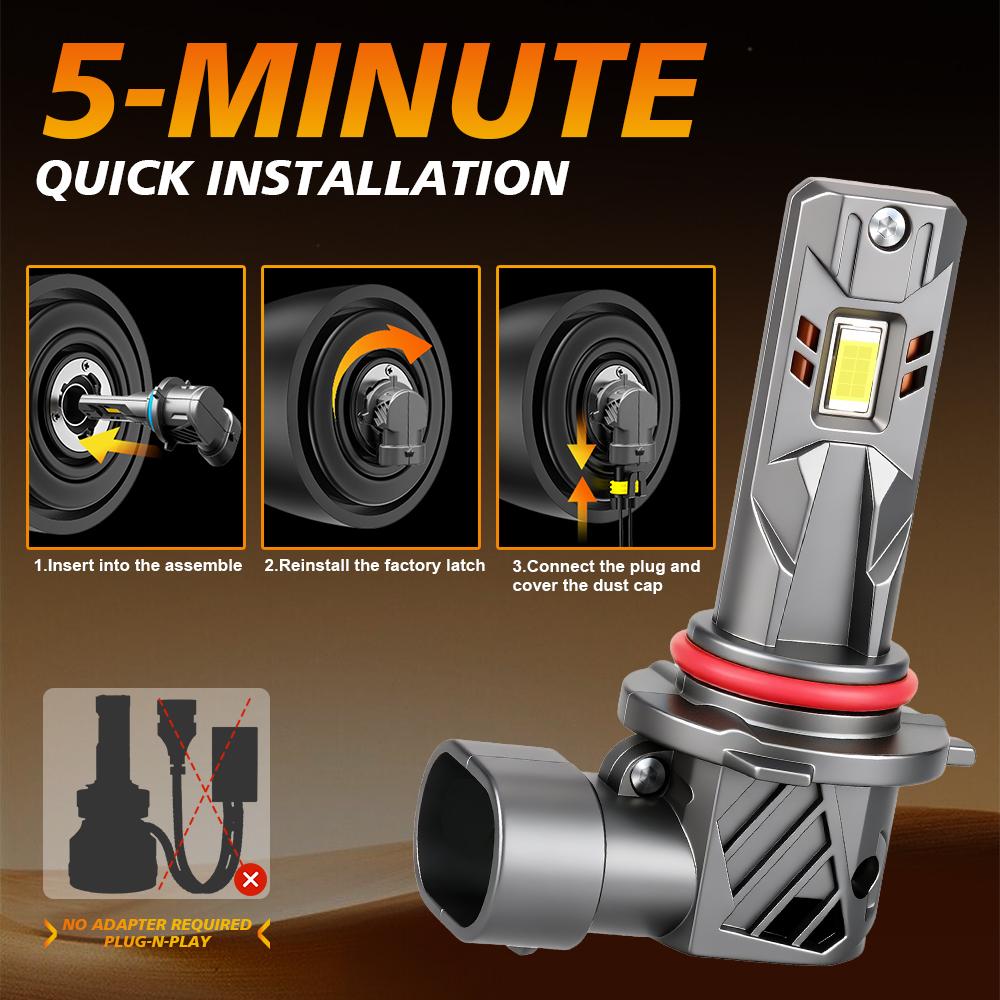 2PCS Car LED Headlight Bulbs 30000LM 5570 CSP 6500K White Replacement Headlamp H1/H7/H11/9005/9006/H4