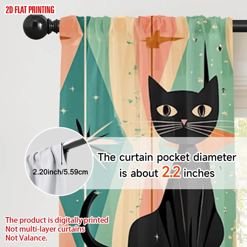 2pcs, plane printing Popular Curtain Panels Geometric Art Design Geometric Art Design Polyester Easy Install (without rod)