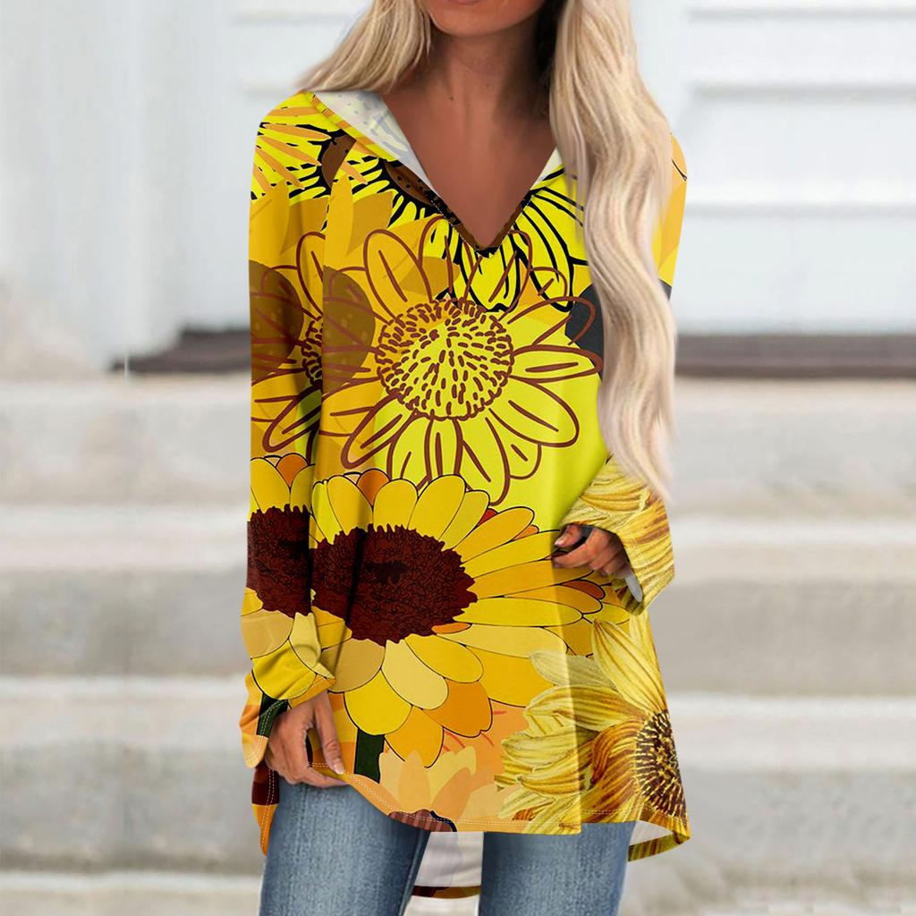 Женские свободные топы с V-образным вырезом и капюшоном с длинными рукавами, повседневные топы, домашние пижамы для отдыха, топы