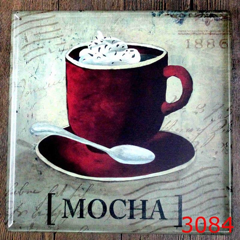 Coffee European Retro Frameless Tin Painting Food Stall Retro Crafts