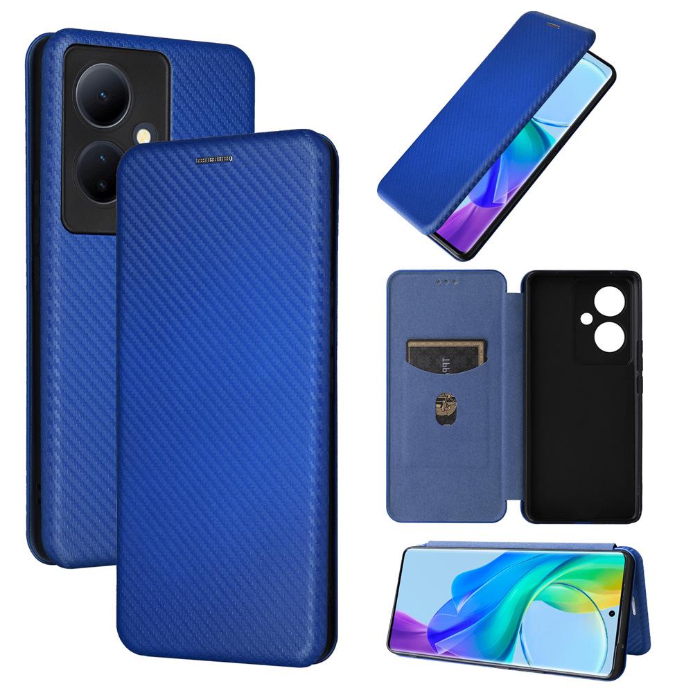 Чехол для телефона VIVO V29 Lite из углеродного волокна с поддержкой нескольких карт: Нейтральная защитная обложка-книжка