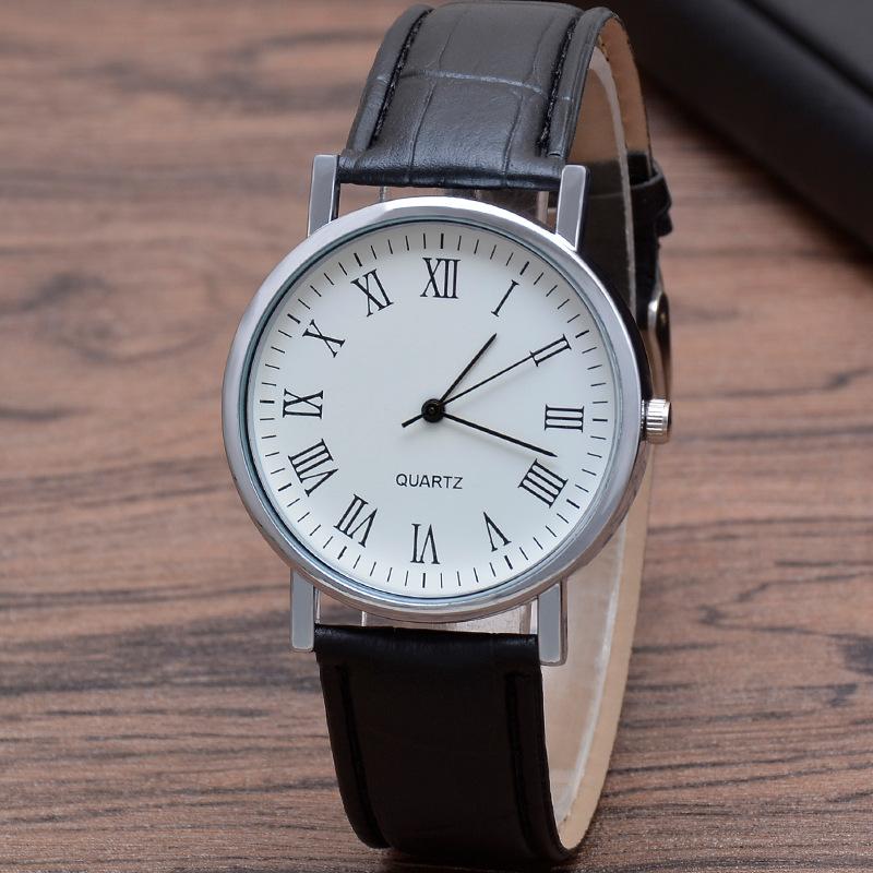 Модные наручные часы унисекс, деловые часы из искусственной кожи с римскими цифрами, аналоговые кварцевые мужские часы Blu-Ray, новинка