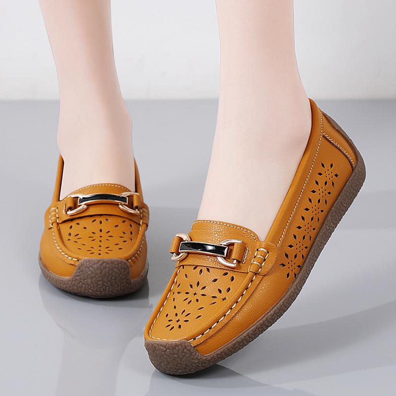 Женские лоферы на плоской подошве, кожаные мокасины для вождения, удобные повседневные без шнуровки прогулочные минималистичные летние балетки для мамы на плоской подошве