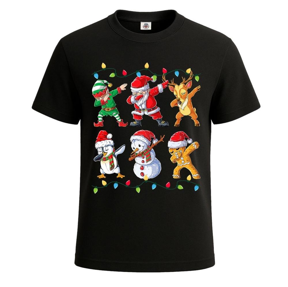 Dabbing Santa Elf Friends Christmas Men#039;s T Shirt Funny Xmas Party Shirt Top Unisex T-Shirt