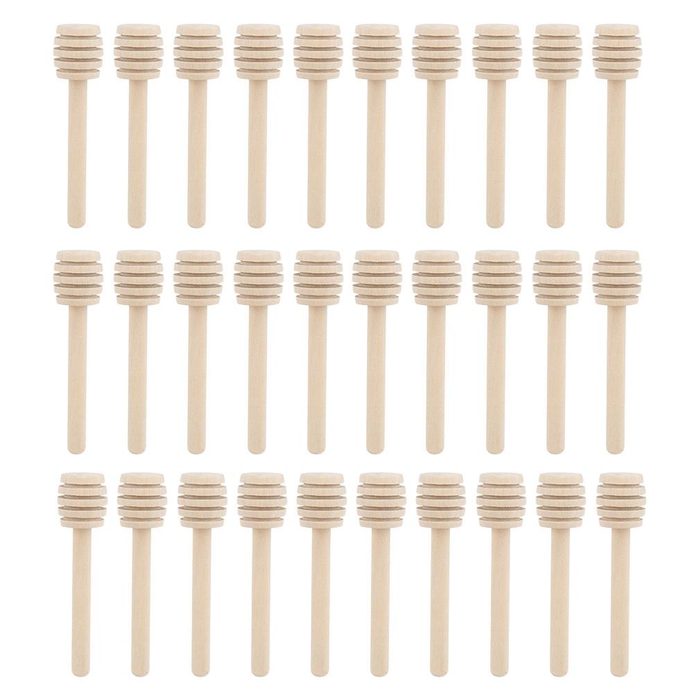 30Pcs Household Wooden Jam Honey Dipper Syrup Dispensing Collecting Stirring Rod Stick