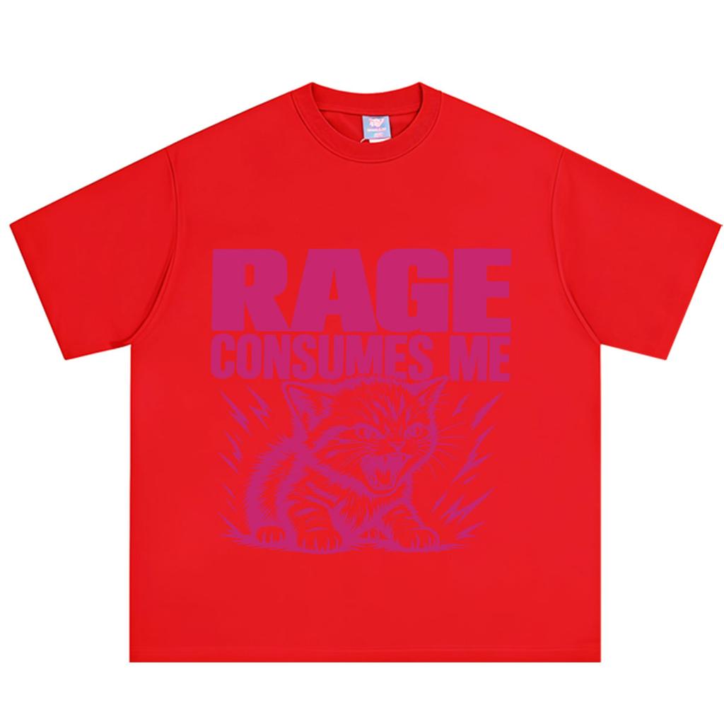 Rage Consumes Me Funny Cat Meme T Shirt Unisex Unisex Aesthetic Trend Tshirt Loose and Casual Cotton Oversized Tshirts