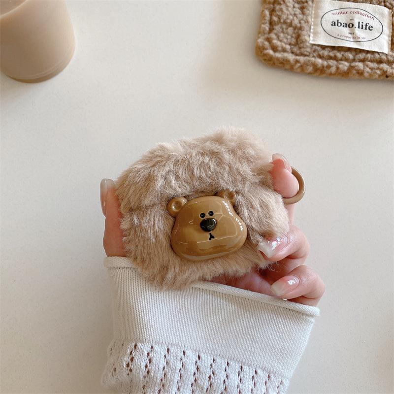 Cute plush three-dimensional bear for Apple AirPods 1 cartoon protective case 1st generation Pro1 Bluetooth headset case