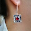 Vintage Elements Red Zircon Color Separation Female Earrings Wedding Daily Wear Anniversary Jewelry