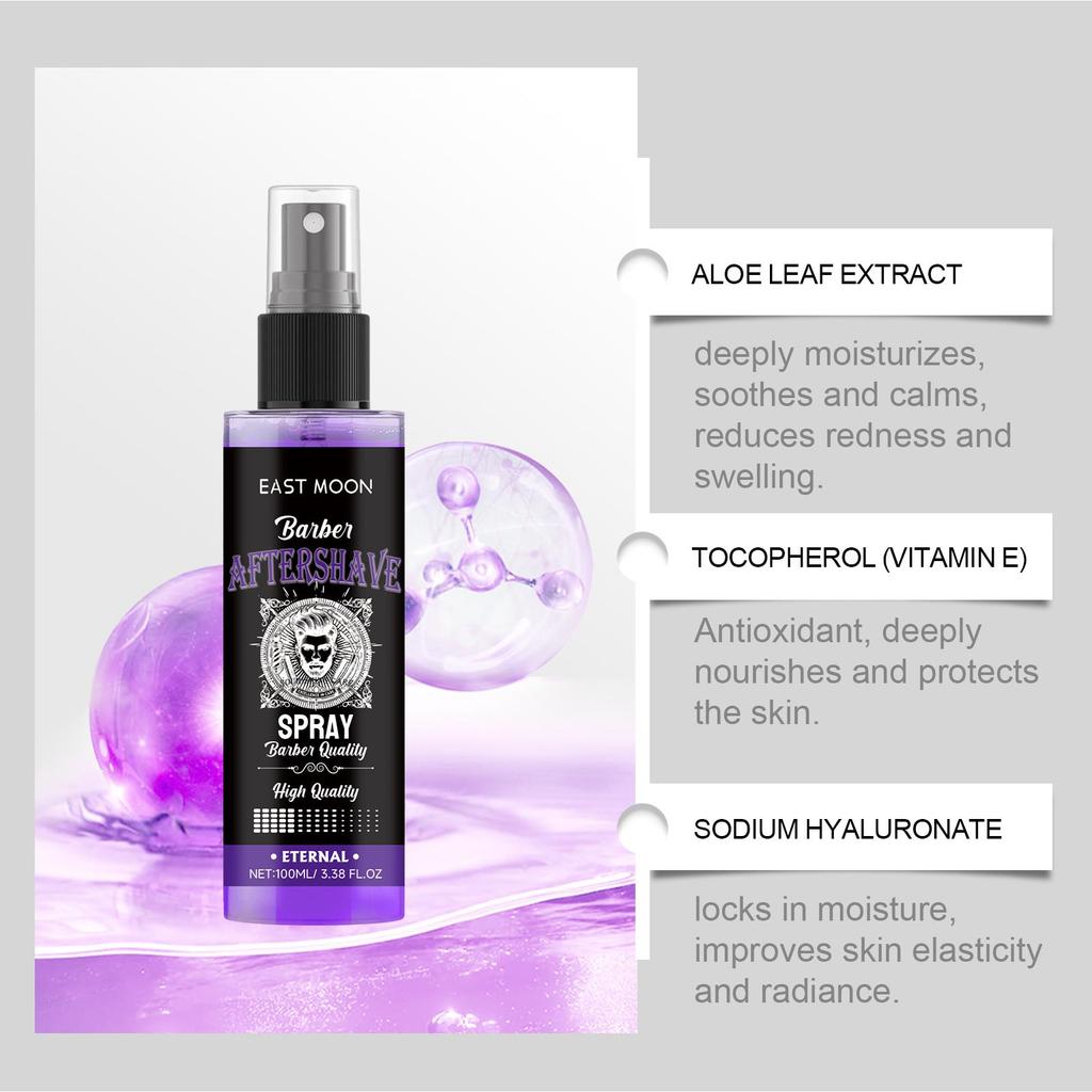 East Moon Aftershave Soothing Moisturizing Spray Fresh, Light Fragrance and Soft Beard Men's Aftershave Surface Care Essence 100ml