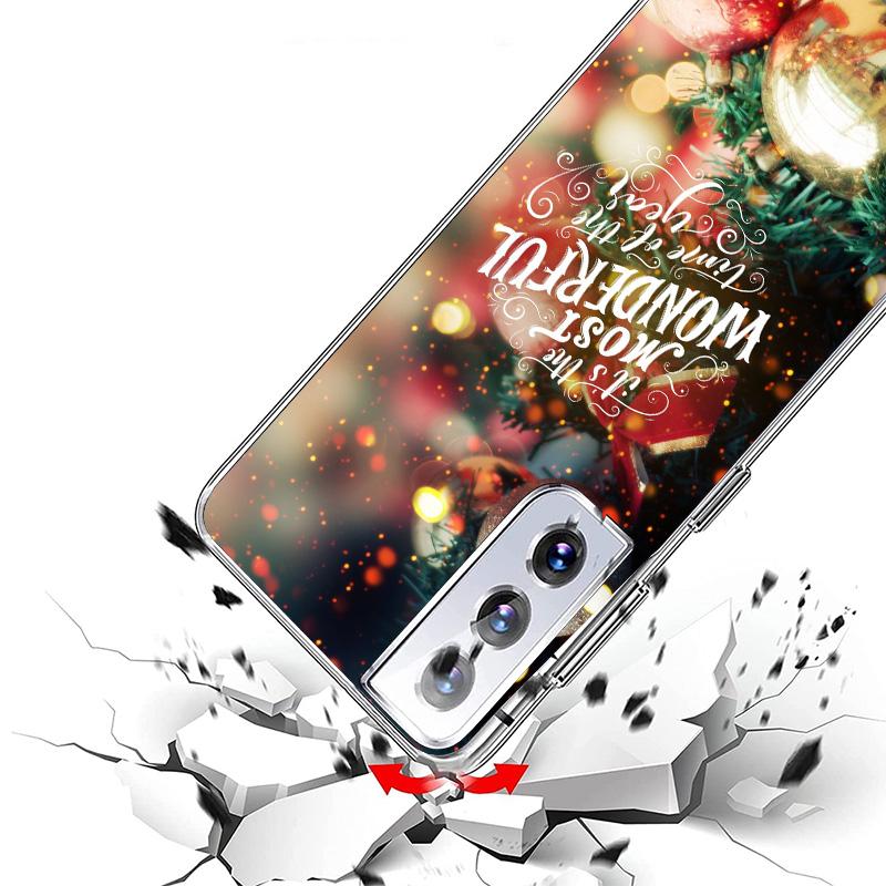 Merry Christmas Tree Snow Phone Case For Samsung Galaxy S24 S25 Edge S26 Ultra S23 S22 S21 Plus S20 FE + Personalized Print Cove