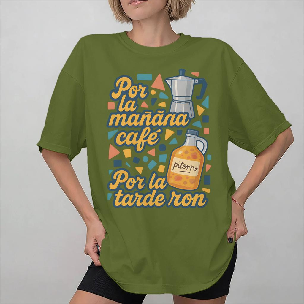 Por la Unisexana cafe por la tarde ron Tee Shirt for Unisex Women Graphic Print T Shirts Cotton Clothes