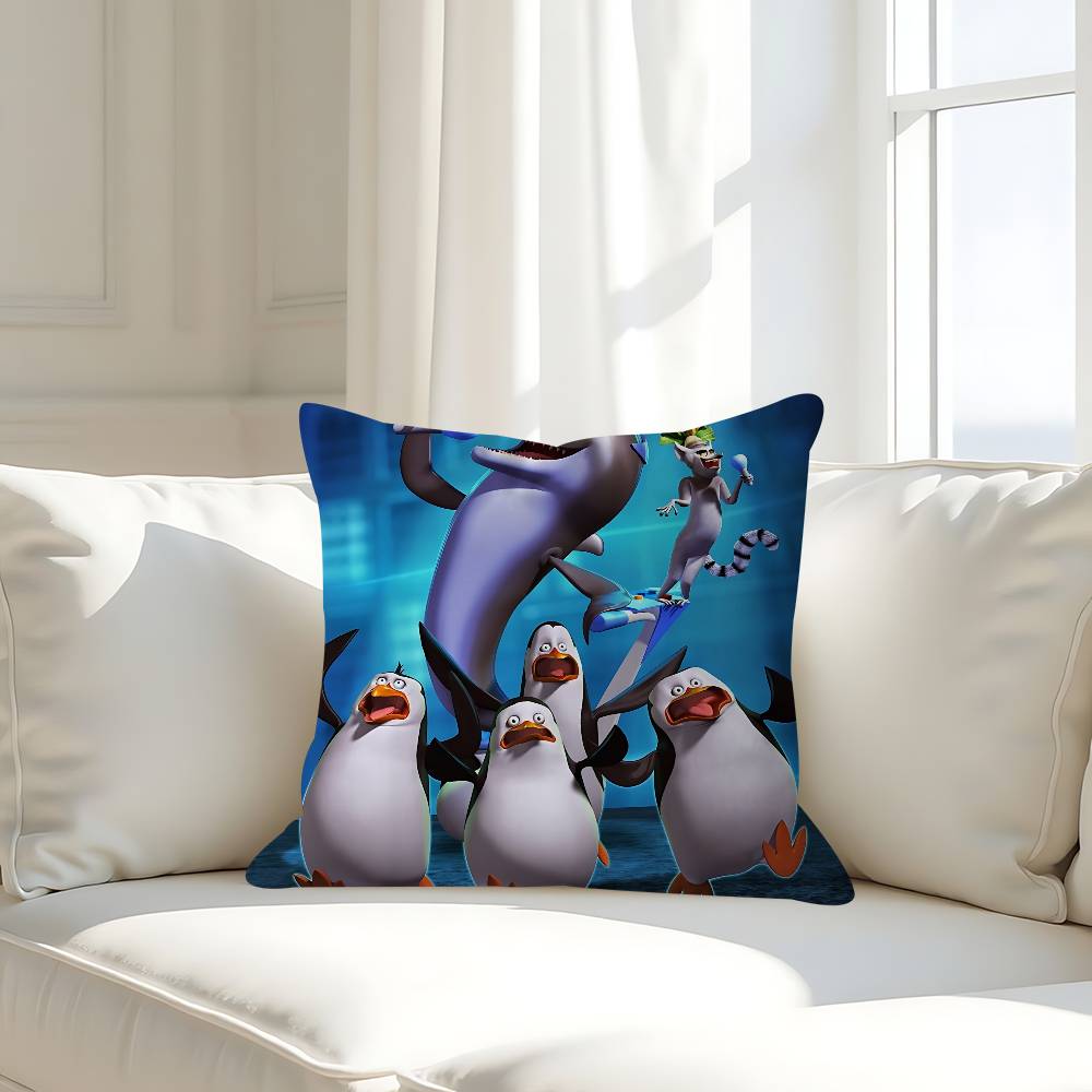 Cute P-Penguins Of M-Madagascar Personalized Pillow Cover Kids Bedroom Wild Party Decor Pillowcase Kid Birthday Shower Gift