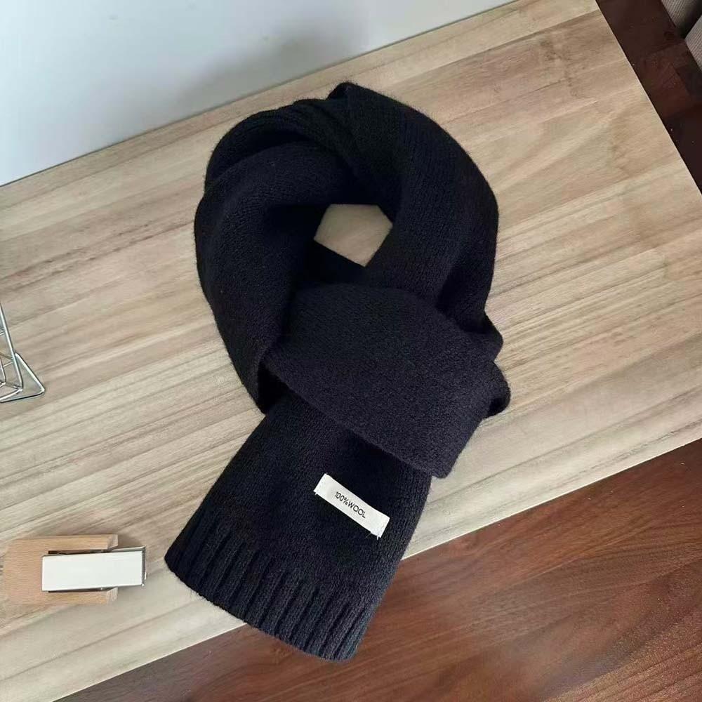 Solid Color Knitting Wool Scarf Cold-proof Winter Warmer Scarf Long Thickened Neckscarf Autumn