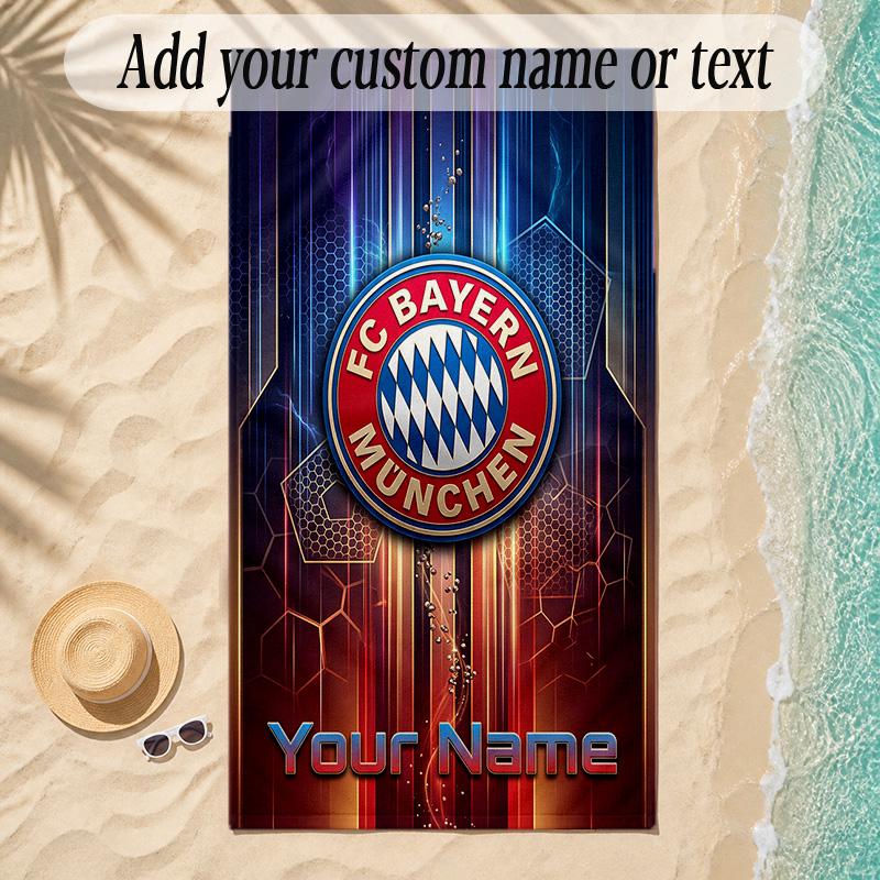 Beach TowelBayern Munich Custom Name Text Personalized Soft Towel for Beach Pool Indoor Home Decor Gift